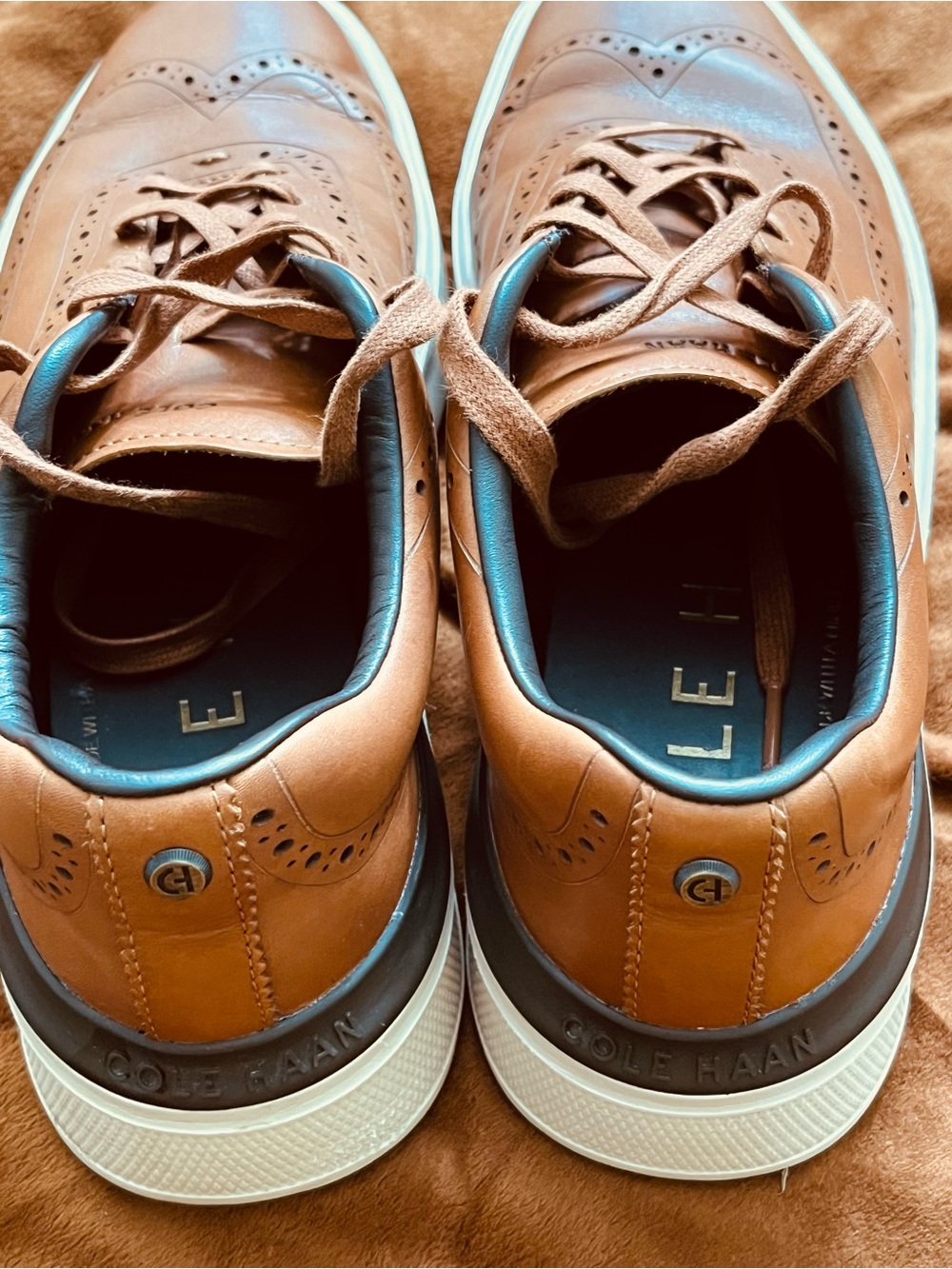Cole Haan Brown Leather Wingtip Slip-On Sneakers - Picture 4 of 7